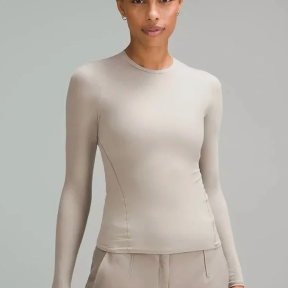 Lululemon Wundermost Ultra-Soft Nulu Long-Sleeve Shirt Riverstone - Size L - Picture 1 of 4